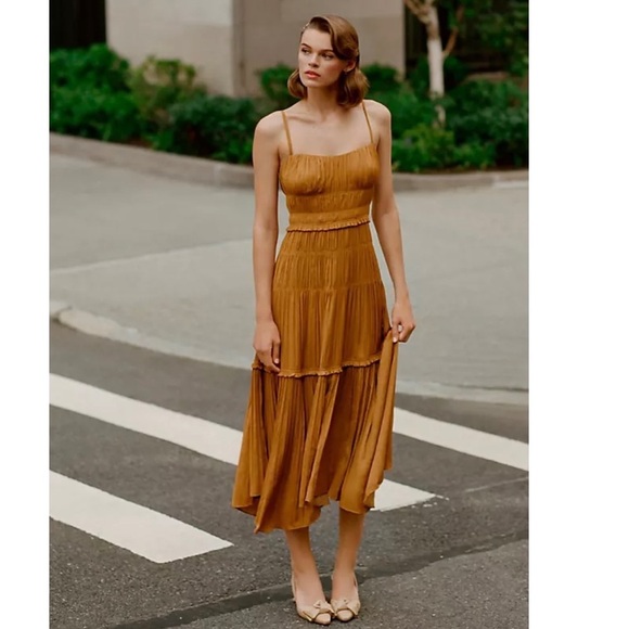 Anthropologie Silky Ruched Slip Dress in Black - Picture 4 of 16